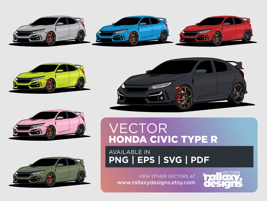 Honda Civic Type R Car Pack Automotive, Vector Collection, Digital Art ...
