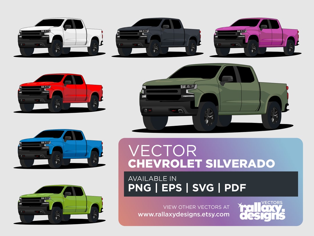 Chevrolet Silverado Truck Car Pack Automotive, Vector Collection