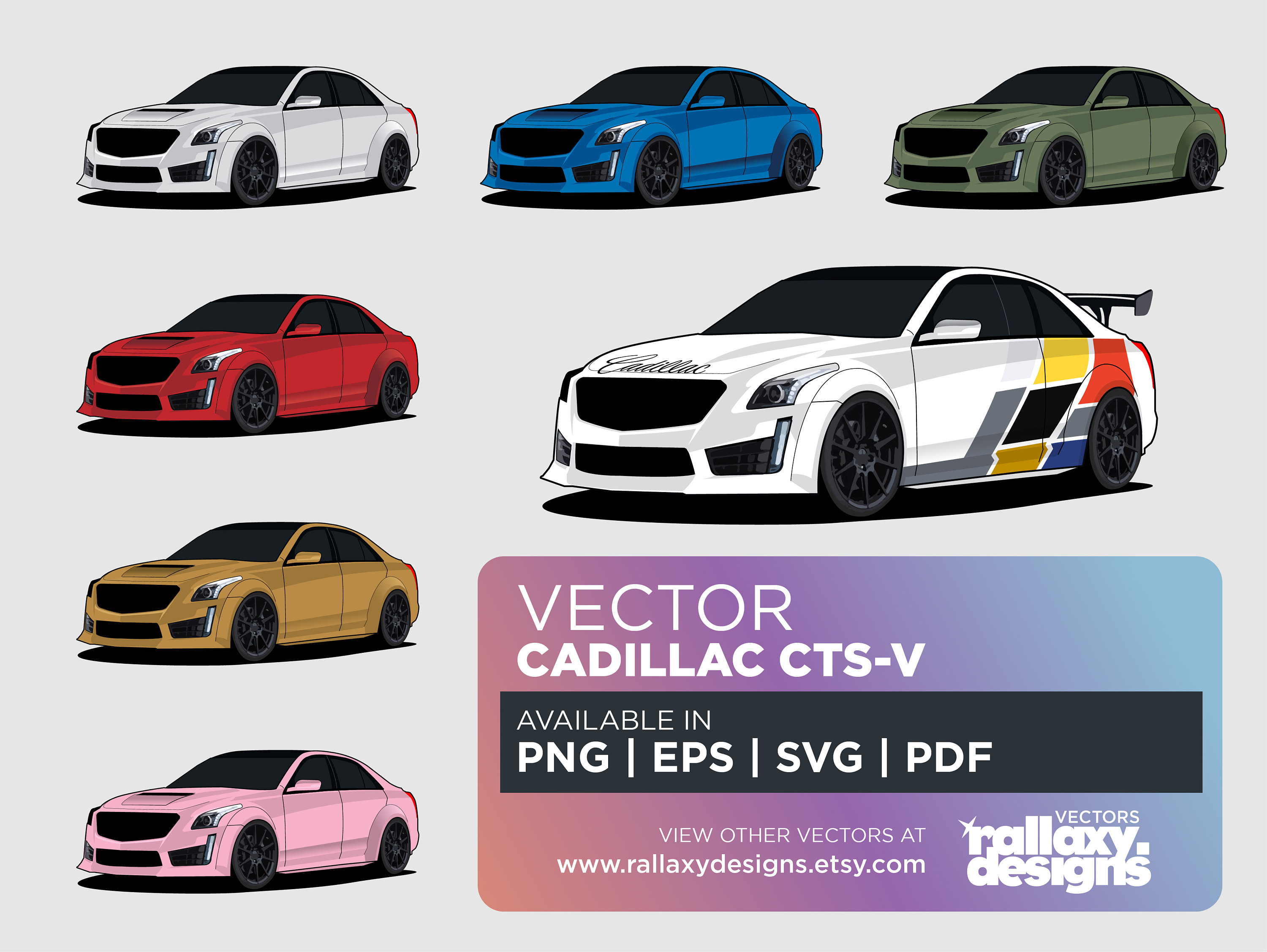 Cadillac CTS V Car Pack Automotive, Vector Collection, Digital Art, Svg