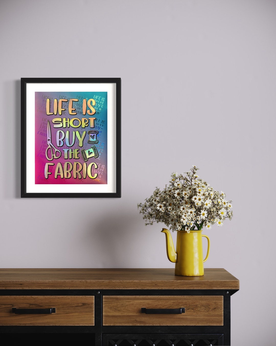 Unique Framed Art Gift for Grandmad Holographic Embossed Print 'life is
