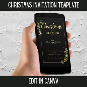 Christmas Invitation Template, Editable Template, Xmas Invite, Holiday Party Announcement, Text Message Invite