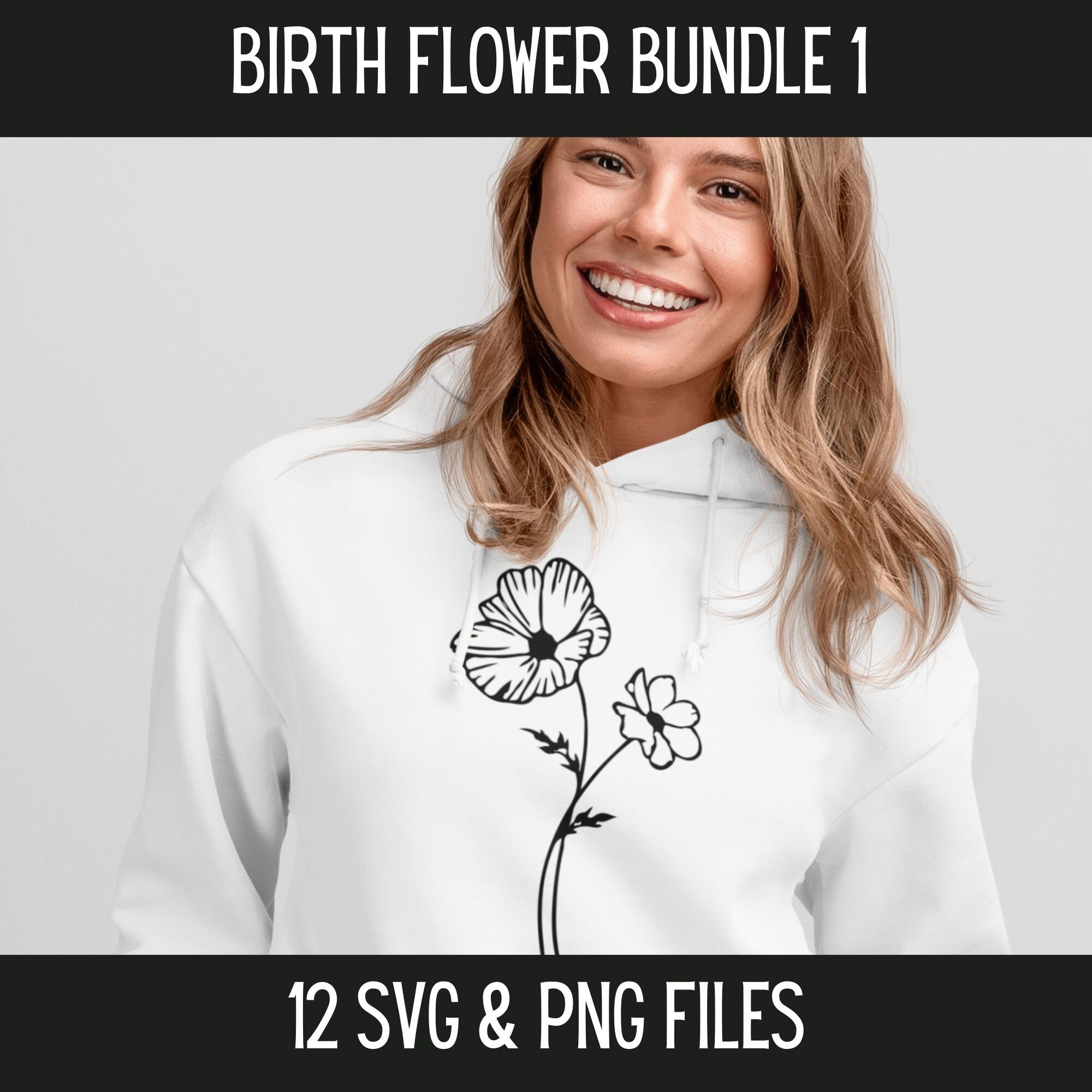 Birth Flower Bundle SVG, Birth Month Flowers, Seasonal Floral Clipart