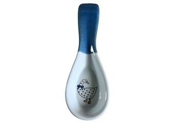Otagiri Vintage Keramik blau und weiß Löffel Ablage mit Gans Cottagecore
