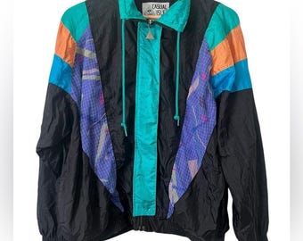 Vintage 80s Casual Isle Made in Macau Novelty Jacket Windbreaker
