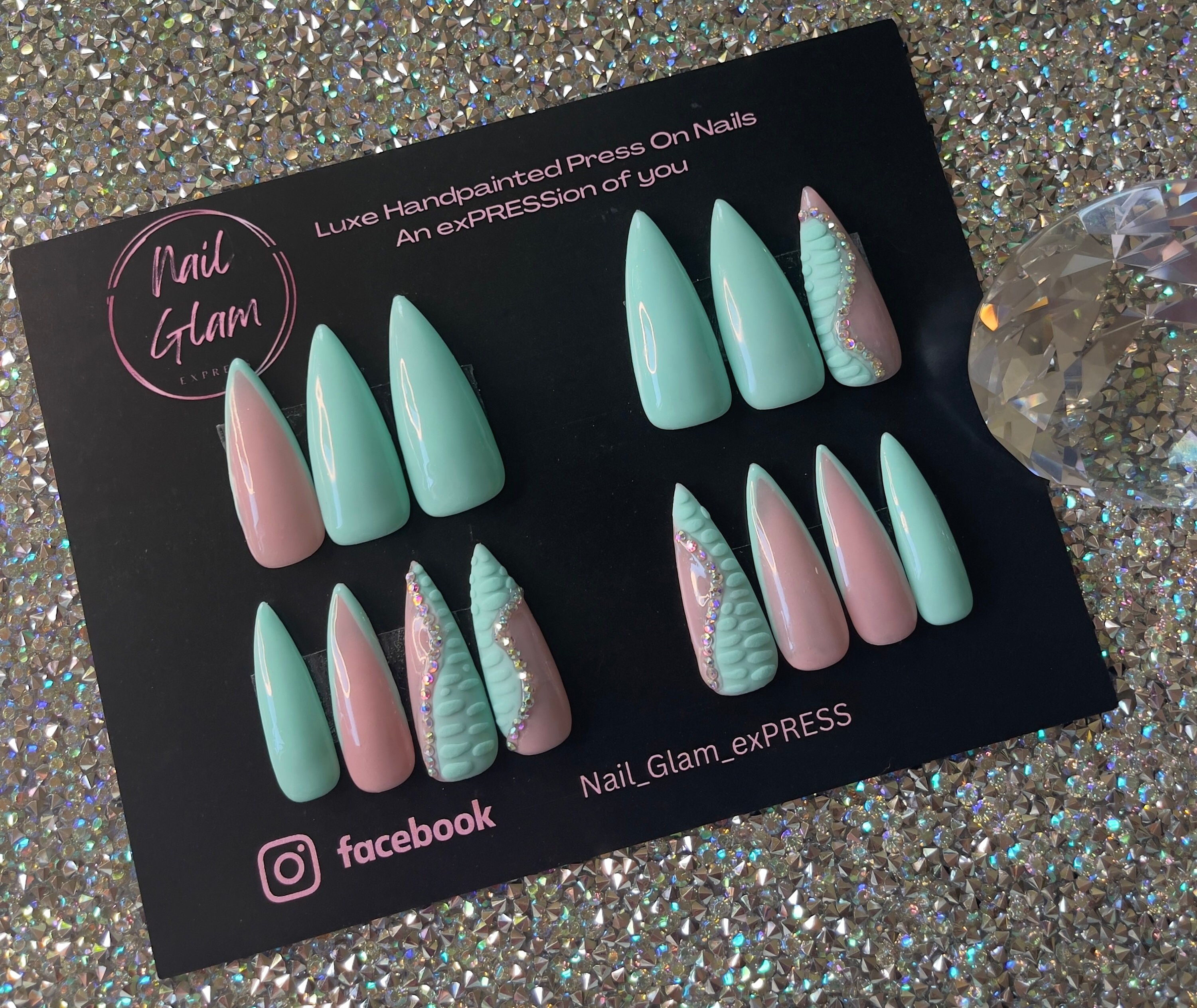 Mint Green Stiletto Nails
