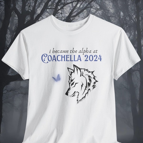 Alpha at Coachella 2024 Tee, Wolf Design Shirt, Festival Alpha Tshirt, Coachella Music Fan, Unisex Cotton Tee