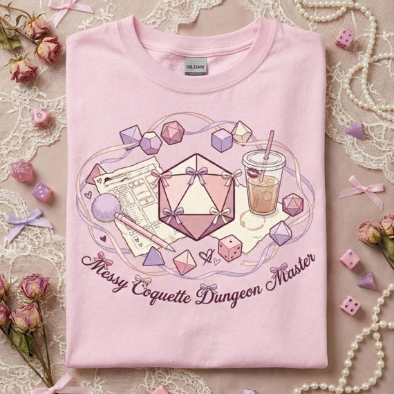 Messy Coquette Dungeon Master Shirt, Pastel DnD RPG Tee