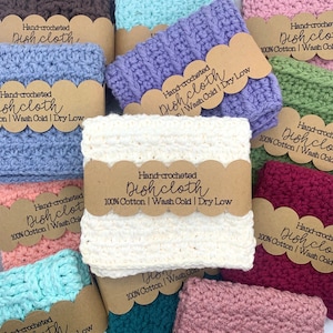 Dishcloth Washcloth Handmade 100% Cotton Washable Reusable Hand Crocheted Sustainable Gift Original Textured Various Textures and Colors