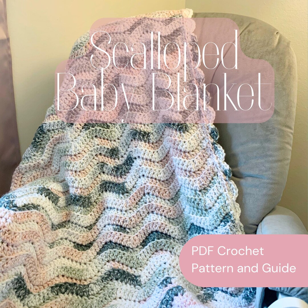Textured Scallop Ripple Pattern Chunky Crochet Baby Blanket Pattern | Scallop Afghan Ripple Waves ...
