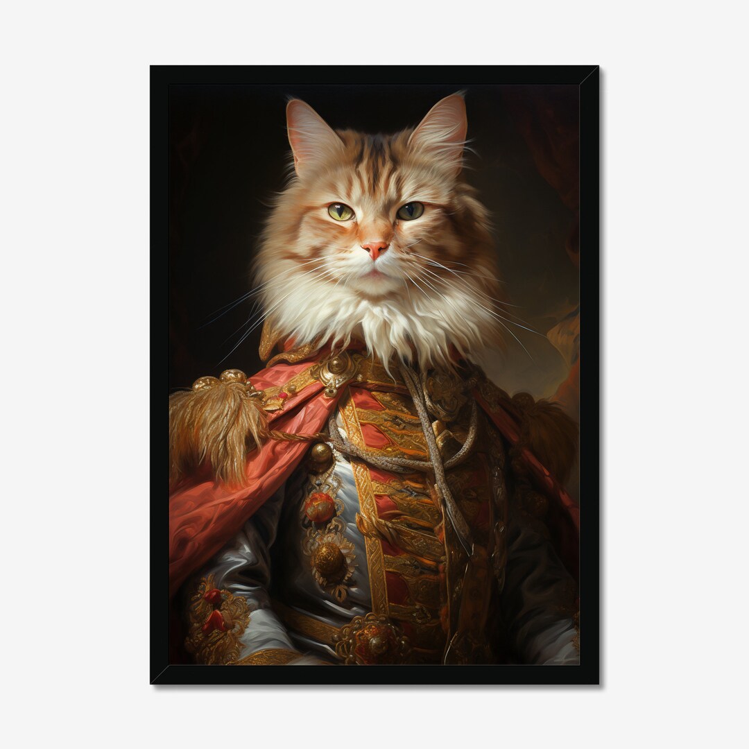 Cat King Portrait Art Poster Printable Wall Art Wall Decor - Etsy