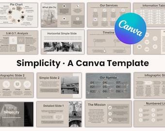 Minimale moderne Canva-presentatiesjabloon, schone beige combo-deksjabloon, eenvoudig bewerkbare presentatiesjabloon