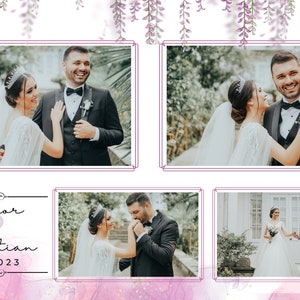 Photobooth Template digital download for Wedding, Quincenera, Bridal Shower, Birthday pink vines