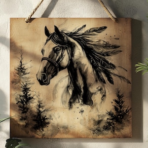 Mustang Laser Engraving PNG File, Laser Burn PNG, Laser Cut Charcuterie Board Design, Wood Coaster, Wild West Wall Art, Laser ready wall art