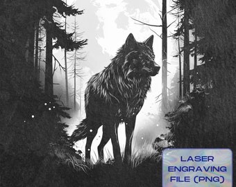 Archivo de grabado láser de lobo, PNG de pizarra cortada a láser, diseño de tabla de charcutería cortada a láser, posavasos de pizarra, archivo de proyecto CNC