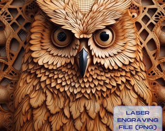 Owl Laser Engraving Burn File, Wood Laser Cut File, Laser Cut File Owl PNG, Laser Engraving Charcuterie Board Design, CNC Project File
