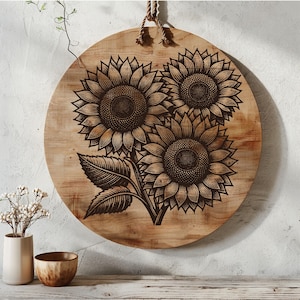 Sunflower Charcuterie Board SVG, Cute Flower Cutting Board Digital File, Cheese Board Design, Spring Summer Laser Wood Engraving File