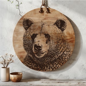 Bear Charcuterie Board SVG, Natural Wildlife Cutting Board Digital File, Cheese Board Design, Wild Laser Wood Engraving File