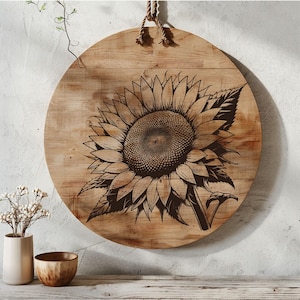 Sunflower Charcuterie Board SVG, Cute Flower Cutting Board Digital File, Cheese Board Design, Spring Summer Laser Wood Engraving File