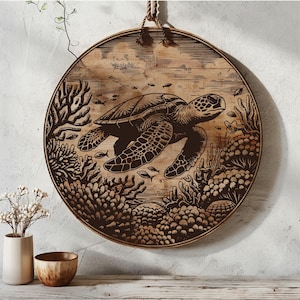 Sea Turtle SVG File, Charcuterie Board File, Wood Cutting Board File, Sea Animal Sublimation Design File, Laser Ready File, INSTANT DOWNLOAD