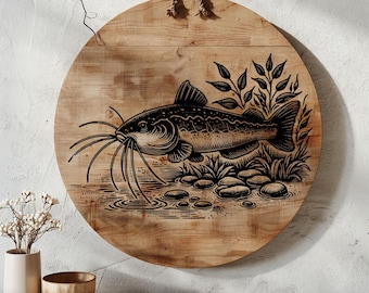 Fish Charcuterie Board Laser Engrave SVG, Fishing Cutting Board Digital File, Cheese Board Design, Laser Wood Engraving File, Camping Design