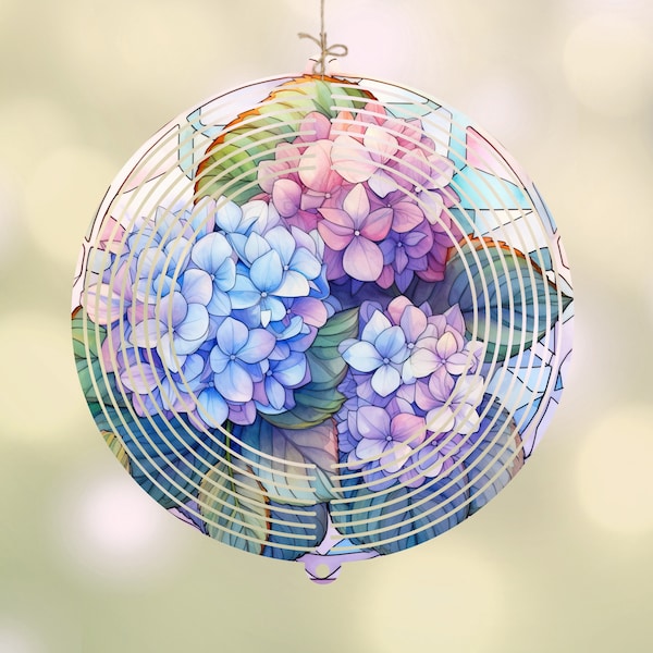 Hydrangea Flower Wind Spinner PNG | Wind Spinner Stained Glass Sublimation Design | INSTANT DOWNLOAD | Sublimation design png file
