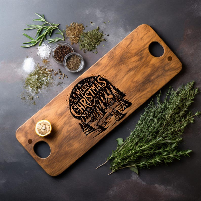 Christmas Charcuterie Board SVG, Merry Christmas Cutting Board Digital ...