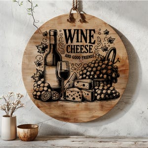 Laser Engraving Files Meal, Wine and Cheese SVG, Charcuterie board Svg, Cutting Board SVG, Laser Cut, Cheese Board, Xtool Glowforge Ready