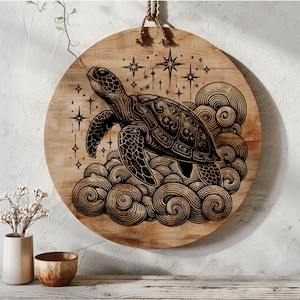 Sea Turtle Charcuterie Design SVG, Magical Chopping Board, Nautic Cutting Board Digital File, Laser Engraved Files, Vector, Laser Cut File