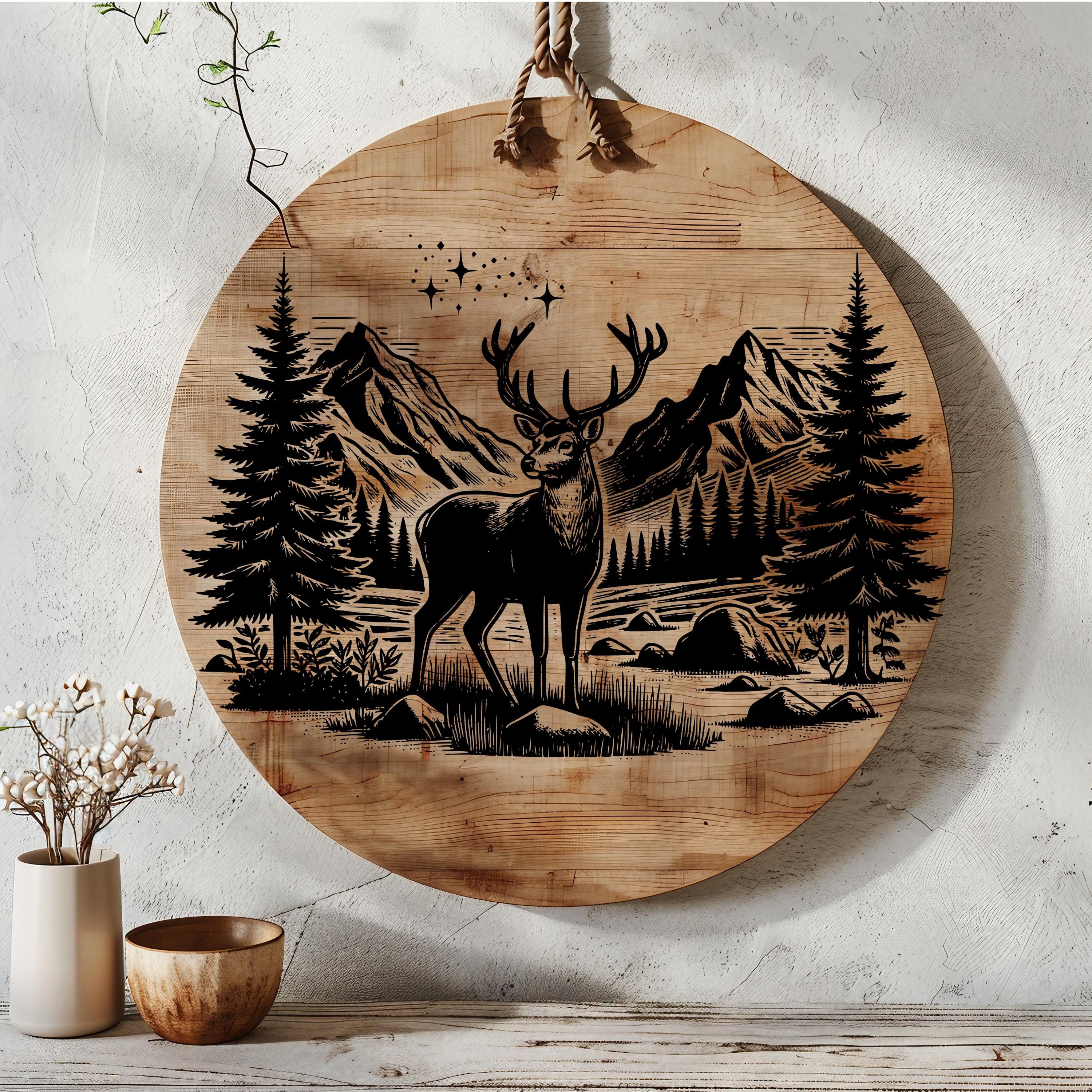 Deer Charcuterie Design SVG, Hunting Chopping Board PNG, Nature Cutting Board Digital File, Laser Engraved Files, Digital, Vector, Laser Cut