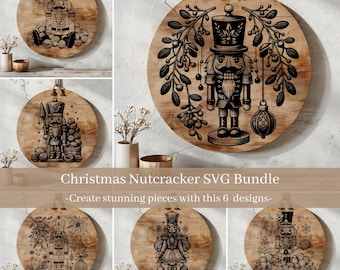 Christmas Nutcracker Laser Engraving File Bundle, Christmas Digital, Holiday Charcuterie Board Svg, Cutting Board SVG, Cheese Board, 6 SVG s