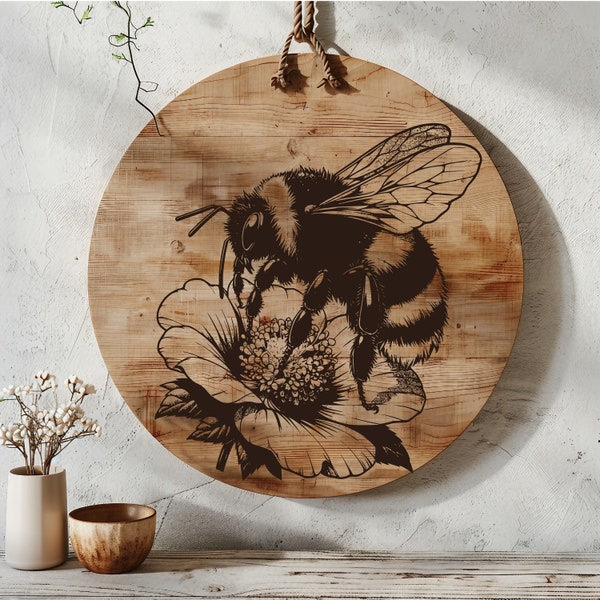 Bumble Bee Charcuterie Board SVG, Cute Bee Cutting Board Digital File, Cheese Board Design, Spring Laser Wood Engraving File, Nature