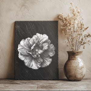 Blumen-Lasergravurdatei, Floral Schiefer Laserdatei, Pfingstrosen-Lasergravur, Schieferuntersetzer, herunterladbarer Druck, INSTANT DOWNLOAD, Cottagecore