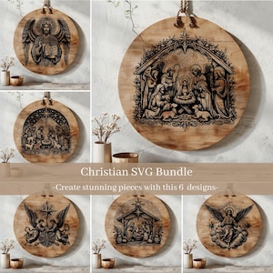 Christian Christmas Laser Engraving SVG Bundle, Christmas Digital, Religious Charcuterie Board Svg, Cutting Board SVG, Cheese Board, 6 SVG s