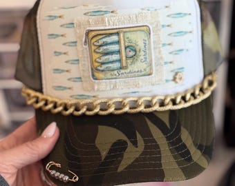 Vintage Sardine Patch Trucker Hat – Summer Fun Cap