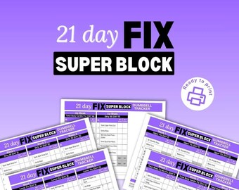 Hojas de seguimiento de mancuernas Super Block de 21 Day Fix / Beachbody / BODi