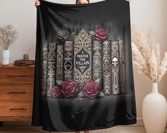 I Prefer the Villain Sherpa Velvet Throw Blanket Cozy Book Lover Gift