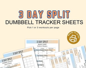 3 Day Split Dumbbell Tracker Sheets | Beachbody | BODi