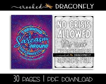 Snarky Sarcastic Adult Coloring Pages | Printable Pages | Digital Download | PDF Download