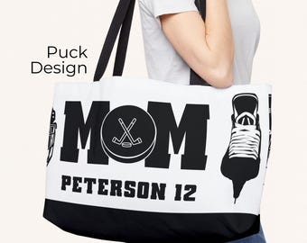 Personalisierte Hockey Mom Tragetasche mit individuellem Namen und Nummer