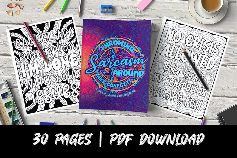 Snarky Sarcastic Adult Coloring Pages Printable Pages - Etsy