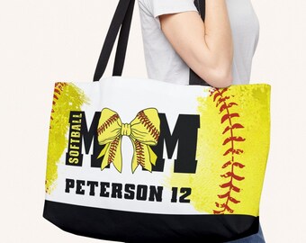Personalized Softball Mom Bag | Custom Color Name Number Sports Tote