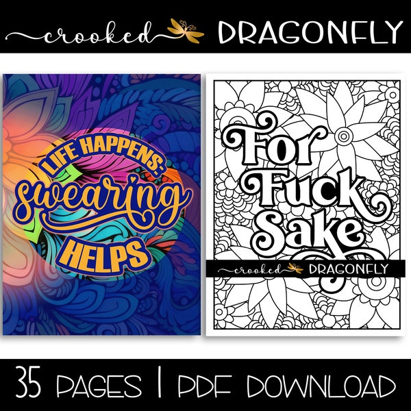 Adult Swear Word Coloring Pages | Printable Pages | Digital Download | Stress Relief