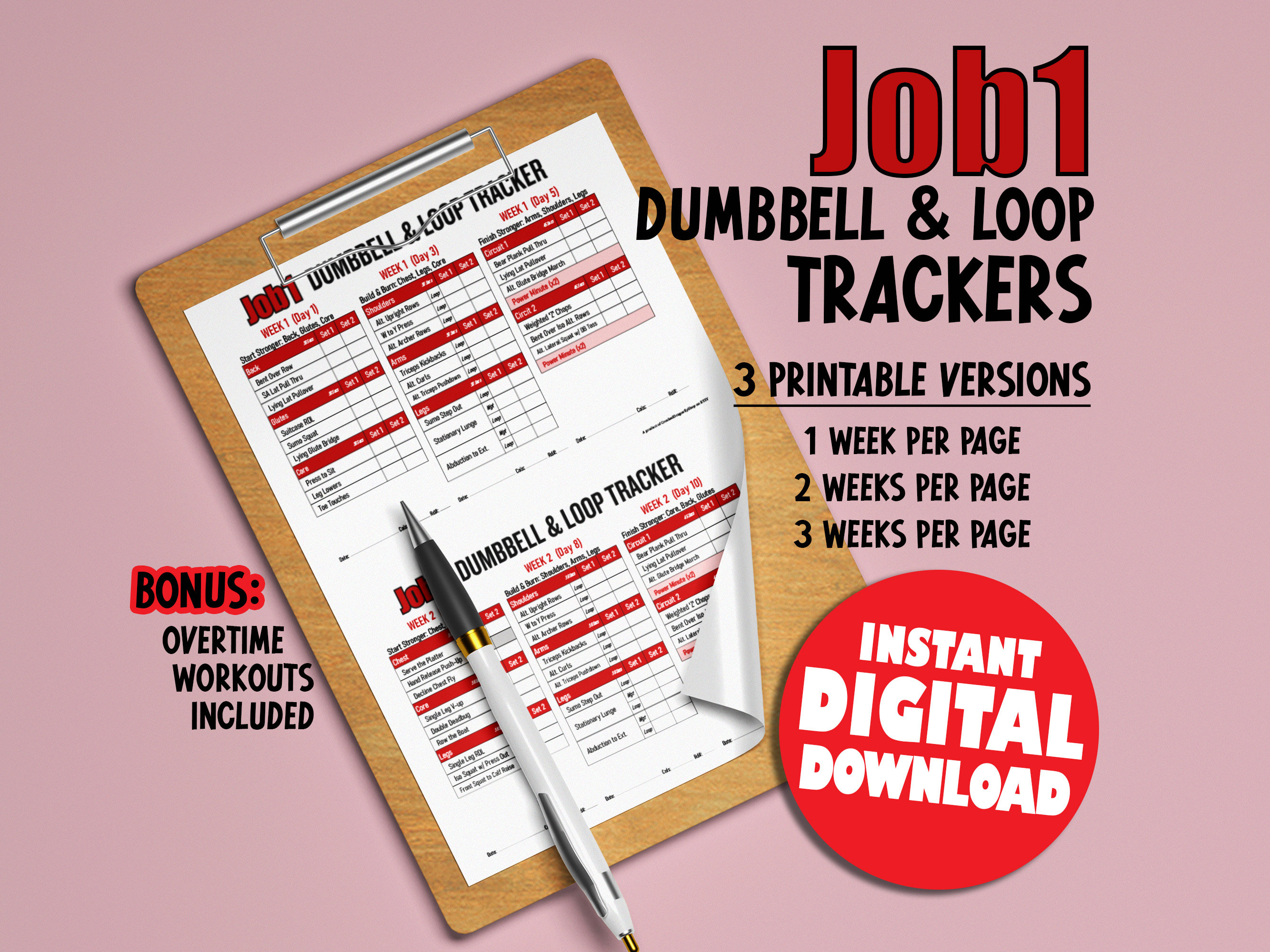 Job1 Dumbbell Loop Tracker Beachbody Workout Etsy