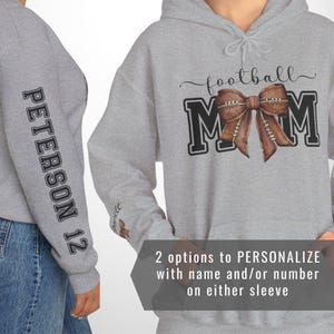Custom Football Mom Sweatshirt with Name and Number on Sleeve Personalized Team Spirit Gift for Proud Sports Mom Hoodie