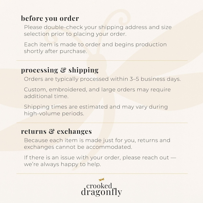 Processing time, shipping details, and returns policy for made-to-order tough case.