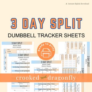 3 Day Split Dumbbell Tracker Sheets | Beachbody | BODi | Digital Download