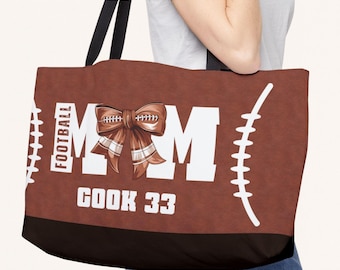 Personalisierte Football Mom Tragetasche mit benutzerdefiniertem Farbnamen und Nummer