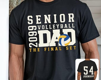 Personalized Senior Volleyball Dad Shirt Graduation Year Custom Name Back Print Varsity Tee