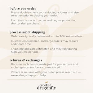 Processing time, shipping details, and returns policy for made-to-order Weekender Tote Bag.