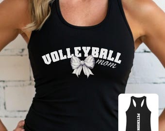 Personalized Volleyball Mom Tank Top, Custom Name & Number (Block Design)